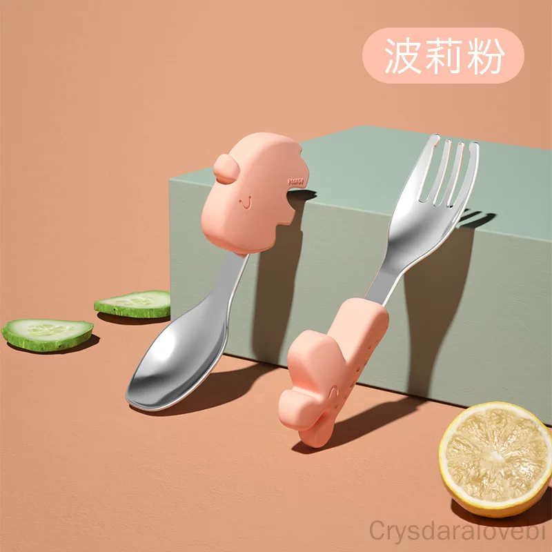 1setElephant Short Fork Spoon  - Baby Food Eating 评论和价格