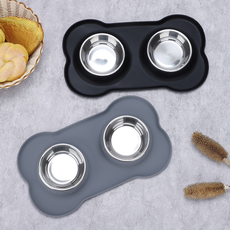 Antislip Double Dog Bowl With  - Baby Food Cat 评论和价格