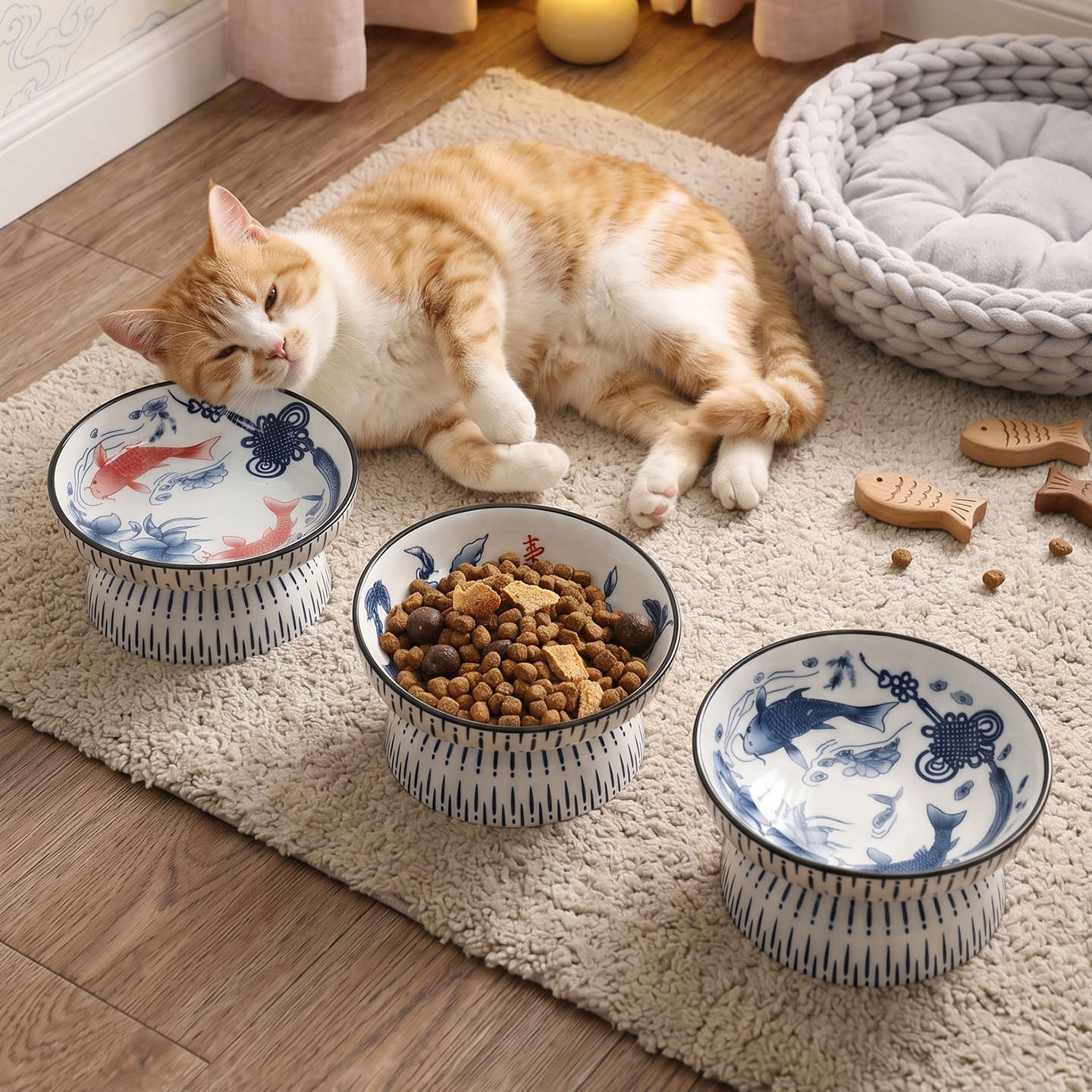 Cute Tilted Elevated Ceramic P - Baby Food Cat 评论和价格