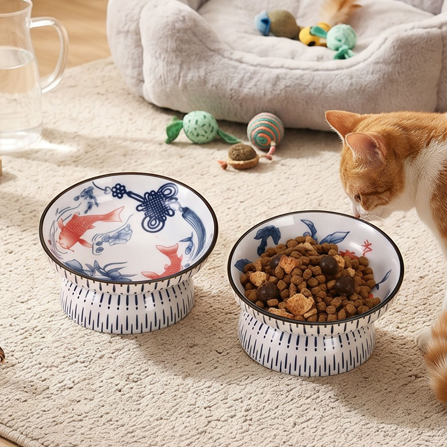 Cute Tilted Elevated Ceramic P - Baby Food Cat 评论和价格